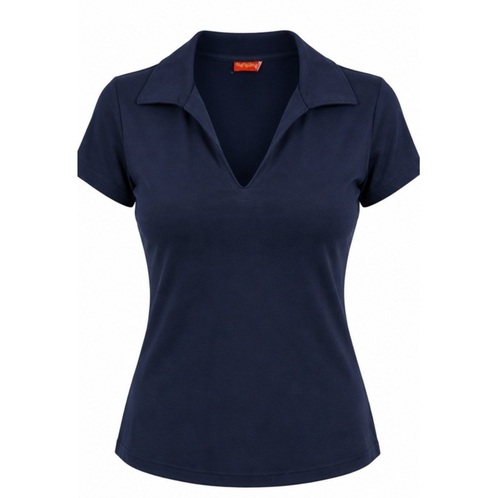 Lip Gloss Women's Navy Blue Short Sleeve V-Neck Collar Top Size M Y2K Travel